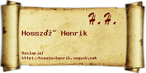 Hosszú Henrik névjegykártya