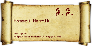 Hosszú Henrik névjegykártya